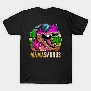 Mama Saurus Women Mother's Day T-Rex Dinosaur-Themed Party T-Shirt